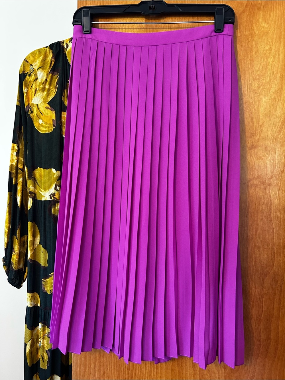 J. Crew Magenta Pleated Midi Skirt